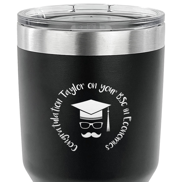 Hipster Graduate 30 oz Stainless Steel Ringneck Tumbler - Black - CLOSE UP