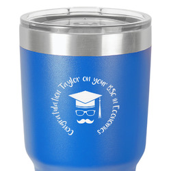 Hipster Graduate 30 oz Stainless Steel Tumbler - Royal Blue - Double-Sided (Personalized)