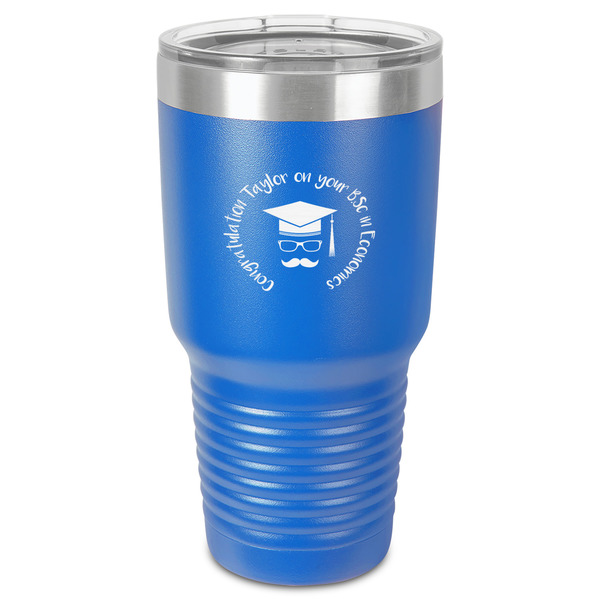 Hipster Graduate 30 oz Stainless Steel Ringneck Tumbler - Blue - Front
