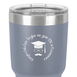 Hipster Graduate 30 oz Stainless Steel Tumbler - Grey - Double-Sided (Personalized)