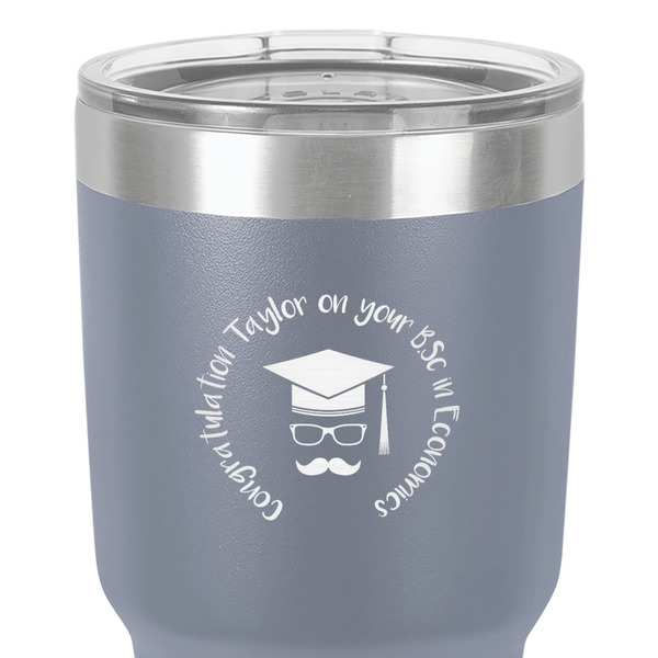 Hipster Graduate 30 oz Stainless Steel Ringneck Tumbler - Grey - Close Up