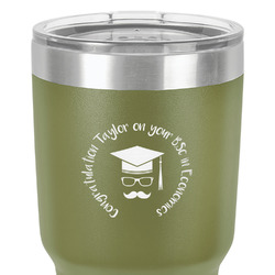 Hipster Graduate 30 oz Stainless Steel Tumbler - Olive - Double-Sided (Personalized)