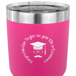 Hipster Graduate 30 oz Stainless Steel Tumbler - Pink - Single Sided (Personalized)