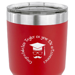 Hipster Graduate 30 oz Stainless Steel Tumbler - Red - Double Sided (Personalized)
