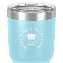 Hipster Graduate 30 oz Stainless Steel Tumbler - Teal - Double-Sided (Personalized)