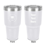 Hipster Graduate 30 oz Stainless Steel Tumbler - White - Double-Sided (Personalized)