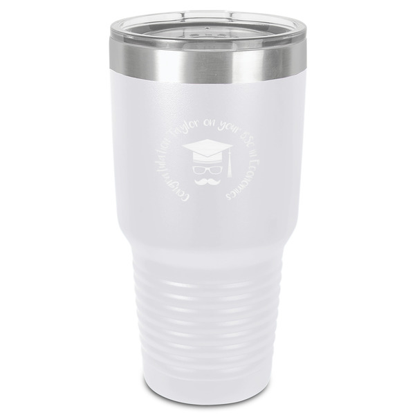 Custom Hipster Graduate 30 oz Stainless Steel Tumbler - White - Single-Sided (Personalized)