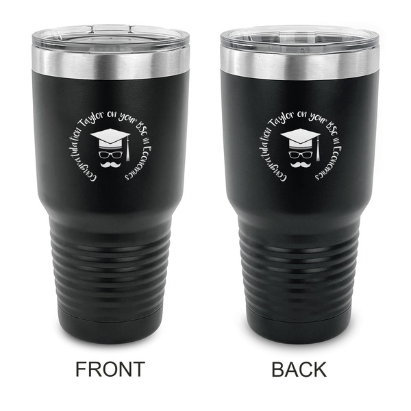 Custom Hipster Graduate 30 oz Stainless Steel Tumbler - Black - Double Sided (Personalized)