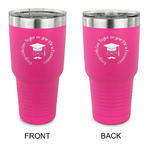 Hipster Graduate 30 oz Stainless Steel Tumbler - Pink - Double Sided (Personalized)