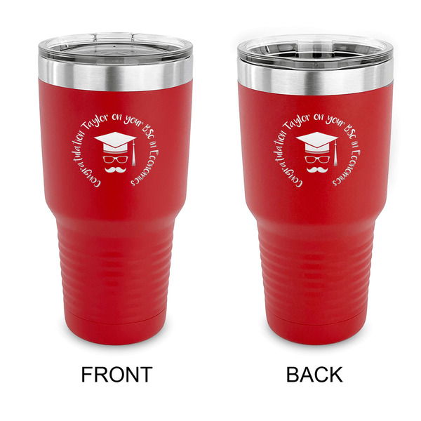 Custom Hipster Graduate 30 oz Stainless Steel Tumbler - Red - Double Sided (Personalized)