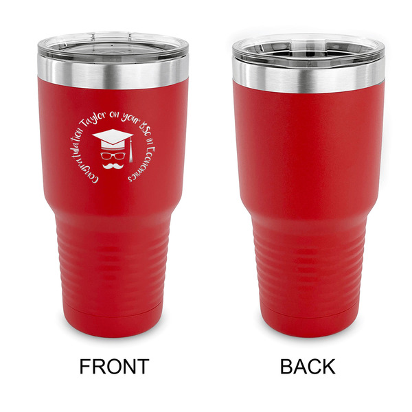 Hipster Graduate 30 oz Stainless Steel Ringneck Tumblers - Red - Single Sided - APPROVAL