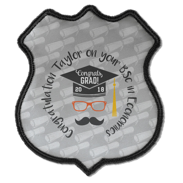 Custom Hipster Graduate Iron On Shield Patch C w/ Name or Text