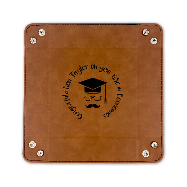 Hipster Graduate 6" x 6" Leatherette Snap Up Tray - FLAT FRONT