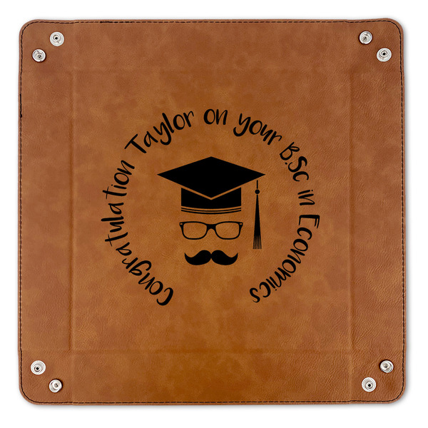 Hipster Graduate 9" x 9" Leatherette Snap Up Tray - APPROVAL (FLAT)