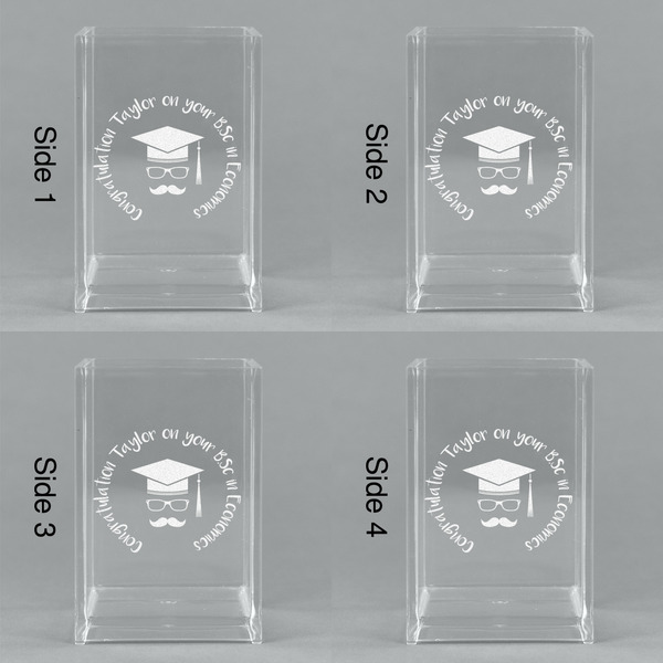 Hipster Graduate Acrylic Pen Holder - All Sides