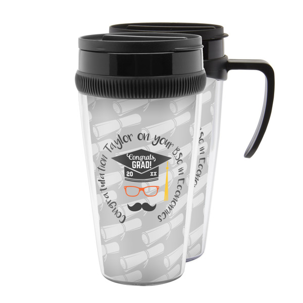 Custom Hipster Graduate Acrylic Travel Mug (Personalized)