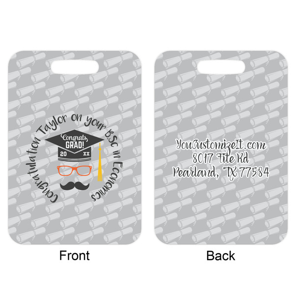 Hipster Graduate Aluminum Luggage Tag (Front + Back)