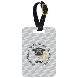 Hipster Graduate Metal Luggage Tag w/ Name or Text
