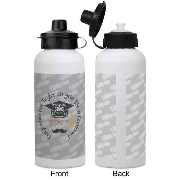 Hipster Graduate Aluminum Water Bottle - White APPROVAL