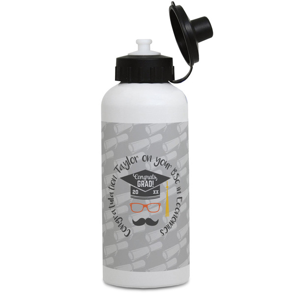 Custom Hipster Graduate Water Bottles - Aluminum - 20 oz - White (Personalized)