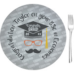 Hipster Graduate 8" Glass Appetizer / Dessert Plates - Single or Set (Personalized)