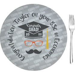 Hipster Graduate Glass Appetizer / Dessert Plate 8" (Personalized)