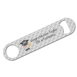 Hipster Graduate Bar Bottle Opener - White w/ Name or Text