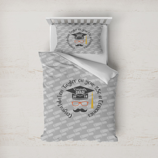 Custom Hipster Graduate Duvet Cover Set - Twin (Personalized)