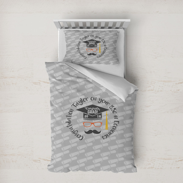 Custom Hipster Graduate Duvet Cover Set - Twin XL (Personalized)