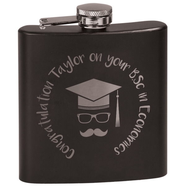 Custom Hipster Graduate Black Flask Set (Personalized)