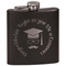Hipster Graduate Black Flask - Engraved Front