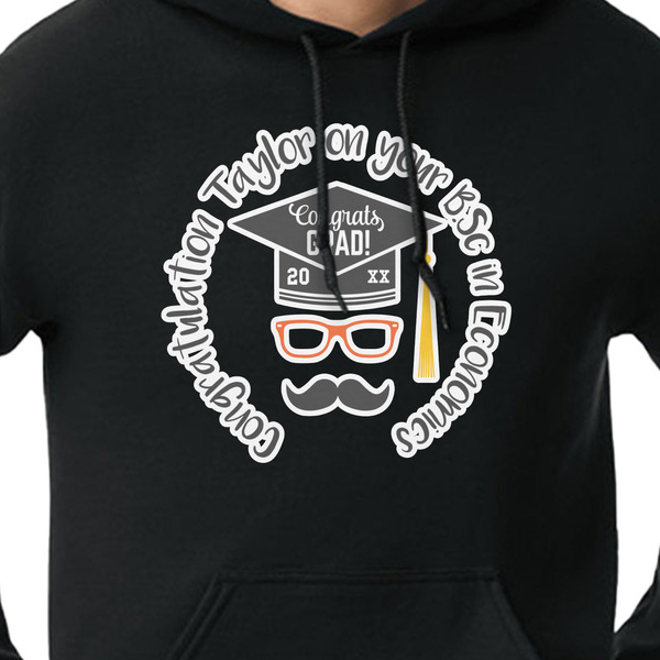 Hipster Graduate Black Hoodie on Model - CloseUp