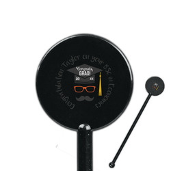 Hipster Graduate 5.5" Round Plastic Stir Sticks - Black - Single Sided (Personalized)
