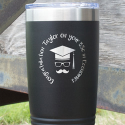 Hipster Graduate 20 oz Stainless Steel Tumbler - Black - Single Sided (Personalized)