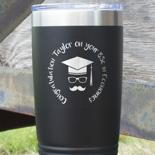 Hipster Graduate Black Polar Camel Tumbler - 20oz - Close Up