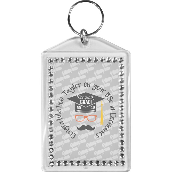 Custom Hipster Graduate Bling Keychain (Personalized)