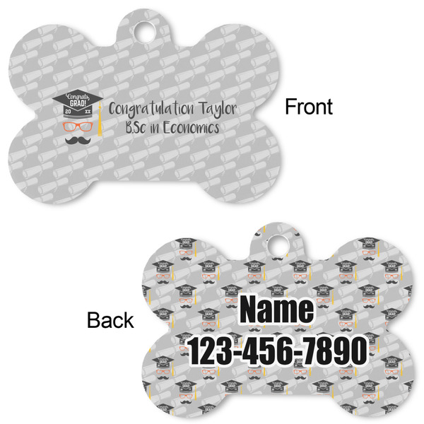 Hipster Graduate Bone Shaped Dog ID Tag - Large - Approval