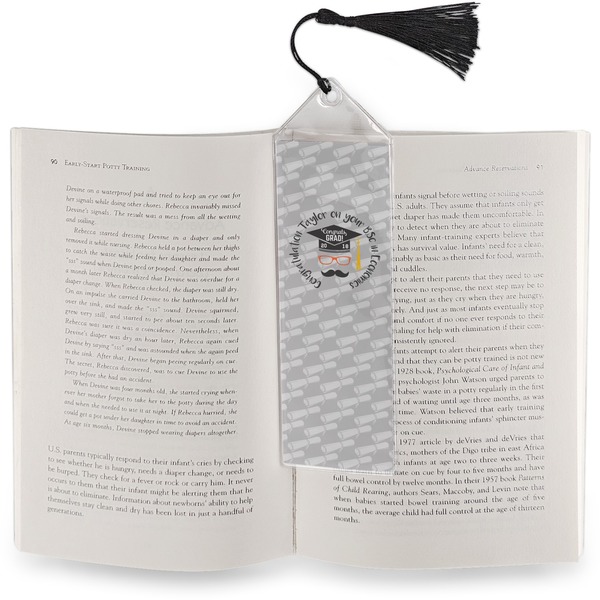 Hipster Graduate Bookmark with tassel - In book
