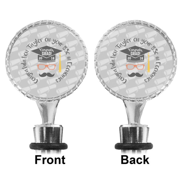 Hipster Graduate Bottle Stopper - Front and Back