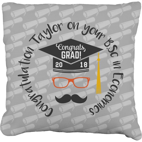 Custom Hipster Graduate Faux-Linen Throw Pillow 20" (Personalized)