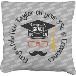 Hipster Graduate Faux-Linen Throw Pillow 26" (Personalized)