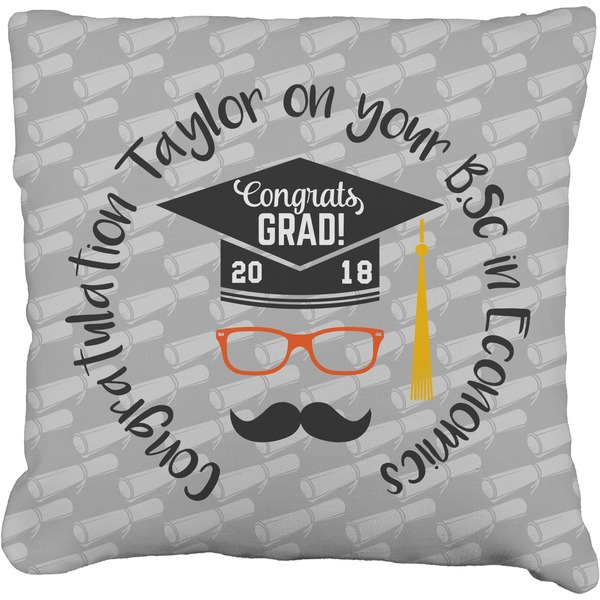 Custom Hipster Graduate Faux-Linen Throw Pillow 26" (Personalized)