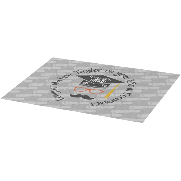 Hipster Graduate Burlap Placemat (Angle View)