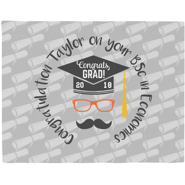 Custom Hipster Graduate Woven Fabric Placemat - Twill w/ Name or Text