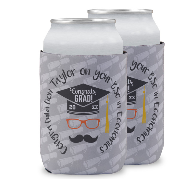 Custom Hipster Graduate Can Cooler (12 oz) w/ Name or Text
