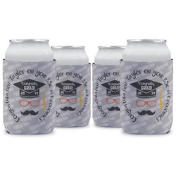 Hipster Graduate Can Cooler (12 oz) - Set of 4 w/ Name or Text