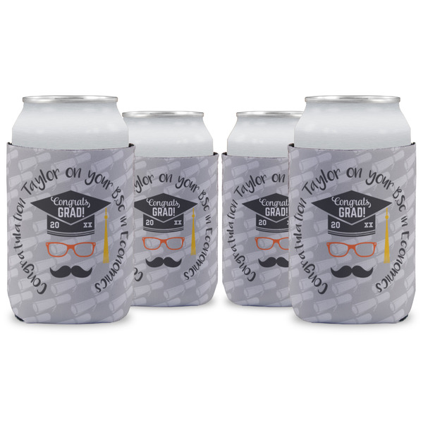 Custom Hipster Graduate Can Cooler (12 oz) - Set of 4 w/ Name or Text