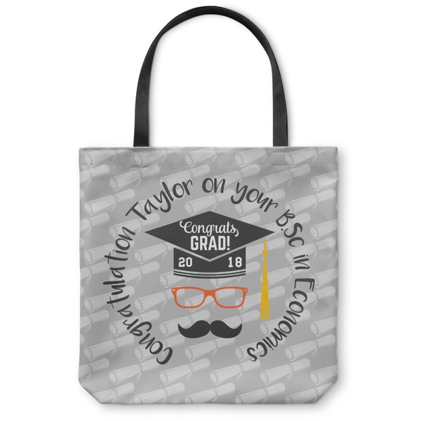 Custom Hipster Graduate Canvas Tote Bag - Large - 18"x18" (Personalized)