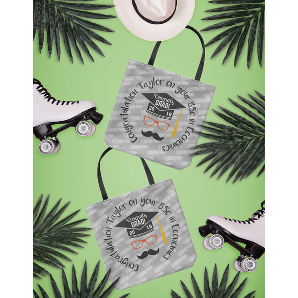 Hipster Graduate Canvas Tote Lifestyle Front and Back