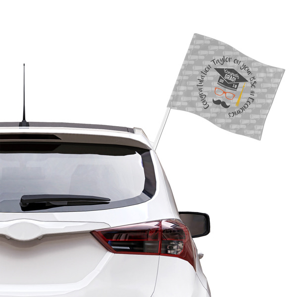 Hipster Graduate Car Flag - Large - LIFESTYLE